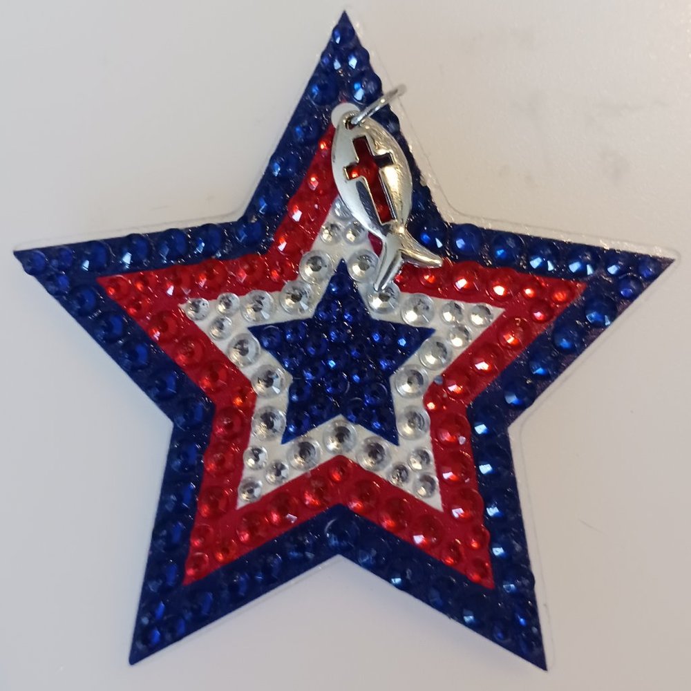 Patriotic star magnet prayer fish